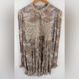 Free People women’s sweet thing paisley tunic dress babydoll lace size M